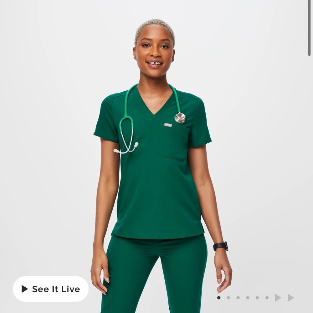 Figs Hunter Green Catarina Scrub Top